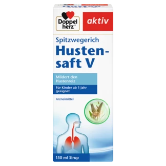 Abbildung der Produktverpackung Doppelherz aktiv Spitzwegerich Hustensaft V Frontansicht